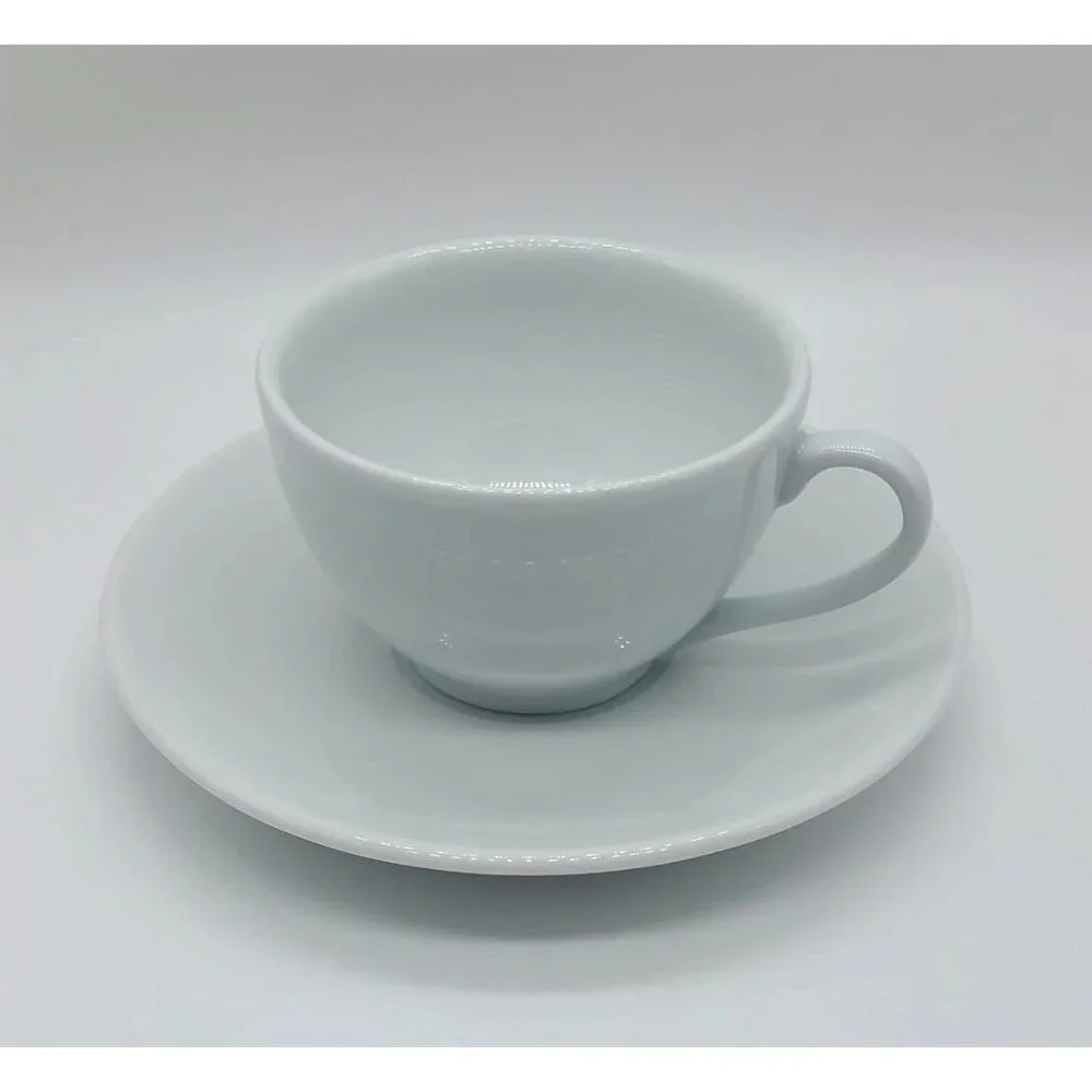 Set of 2 Vintage Apilco Tradition Porcelain Cups & Saucers for Tea Coffee